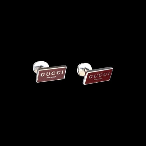 Gucci Trademark Enamel Cufflinks Silver
