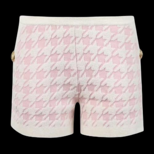 Balmain Houndstooth Light Tweed Shorts 'Rose'