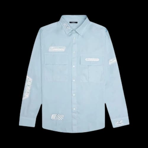 Balmain Motor Pop Button Up 'Blue'