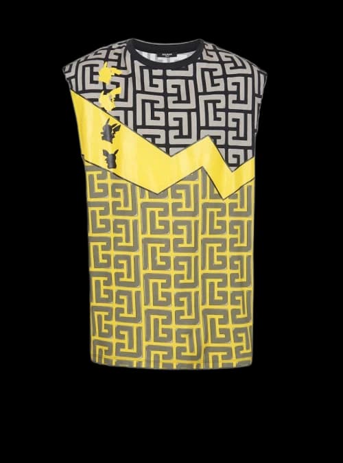 Balmain x Pokemon Oversized Print Cotton T-shirt Yellow
