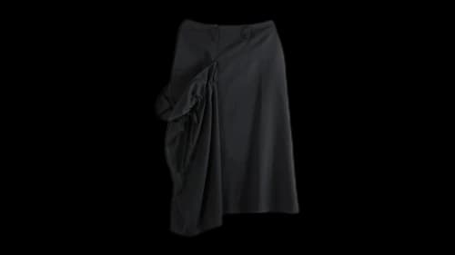 Y's Women's On-Right Side Gather Skirt Black