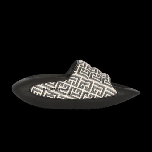Balmain B-IT Quilted Leather Mules 'Monogram Print - Black'