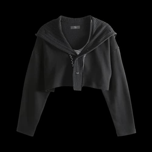 Y's O Button Open S Hoodie Topcoat 'Black'