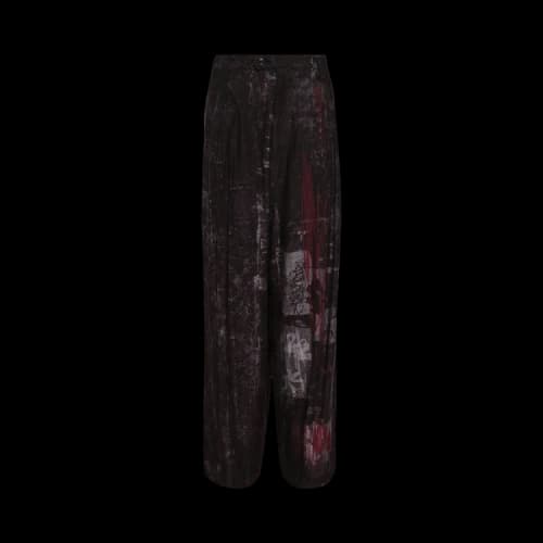 Y's Cupro-Dungaree Twill Gather Pants 'Blue/Green'