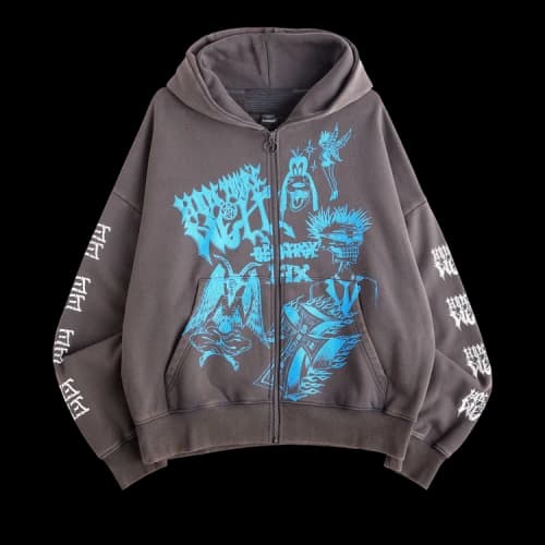Jungles Hope You're Well Zip Hoodie 'Grey'