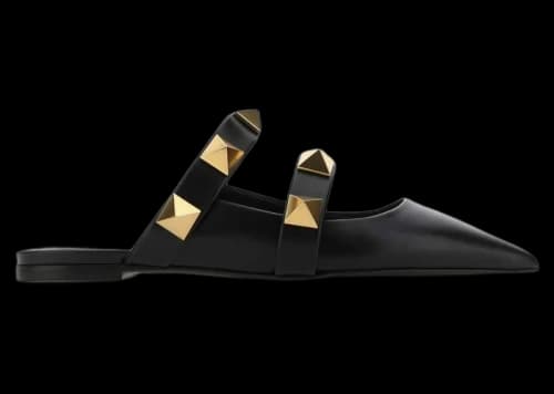 Valentino Garavani Roman Stud Pointed Toe Mules Black (Women's)