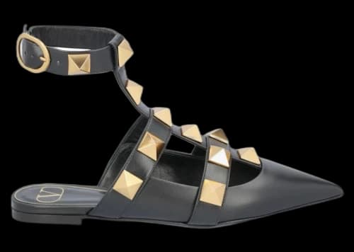 Valentino Garavani Roman Stud Flat Ballets Black (Women's)