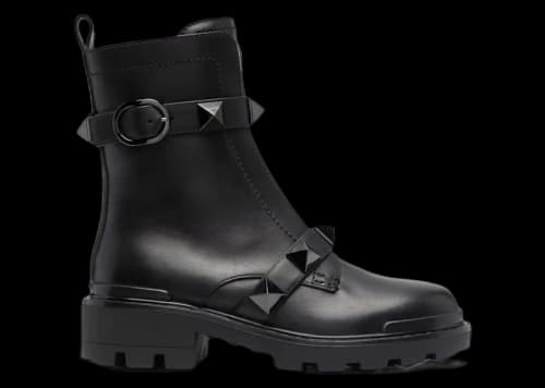 Valentino Roman Stud 40mm Biker Boots Black (Women's)