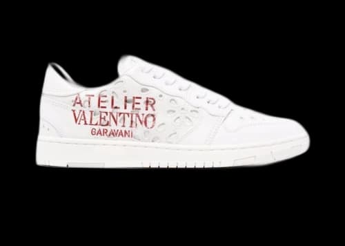 Valentino Garavani Leather Graphic Print White Red (Women's)