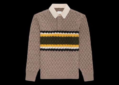 Aime Leon Dore Basketweave Knit Rugby Beige