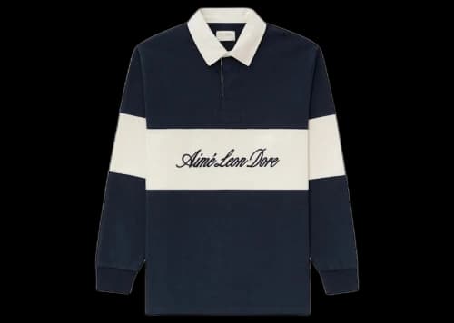 Aime Leon Dore Script Paneled Rugby Navy/White