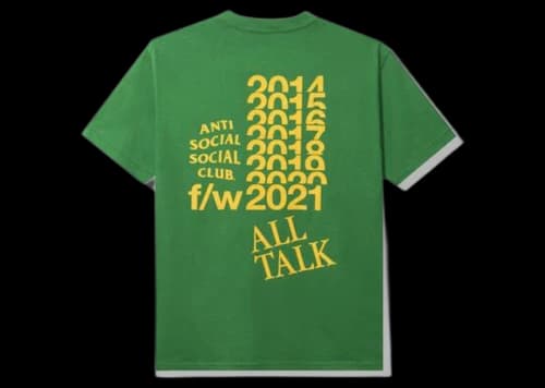 Anti Social Social Club All Talk On A Blog Tee Green