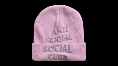 Anti Social Social Club Embroidered Beanie Pink