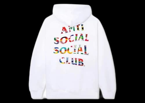 Anti Social Social Club Flag Collage Hoodie White