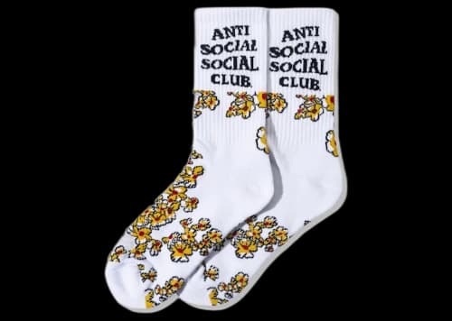 Anti Social Social Club Flower Feet Socks White