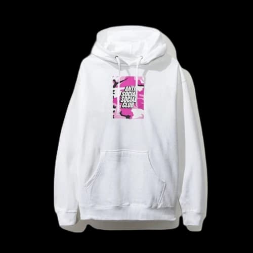 Anti Social Social Club Pink Box Logo Hoodie White