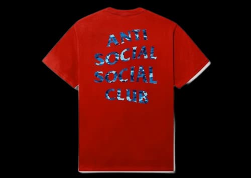 Anti Social Social Club Woody Blue Camo Tee Red