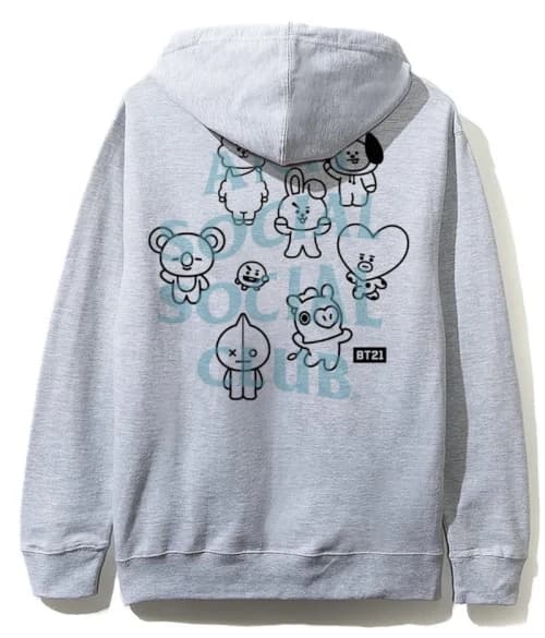 Anti Social Social Club x BT21 Traceable Hoodie (FW19) Grey