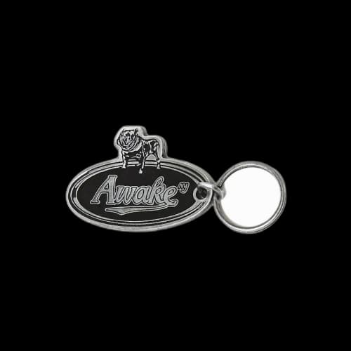 Awake Bulldog Metal Keychain Black