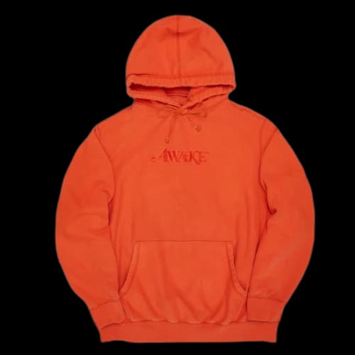 Awake Embroidered Logo Hoodie Red Orange