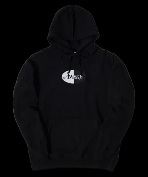 Awake Embroidered Split Logo Patch Hoodie Black