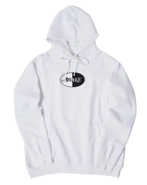 Awake Embroidered Split Logo Patch Hoodie White