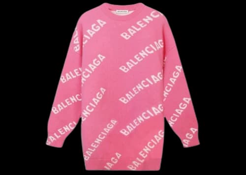 Balenciaga Intarsia Logo Crewneck Pink