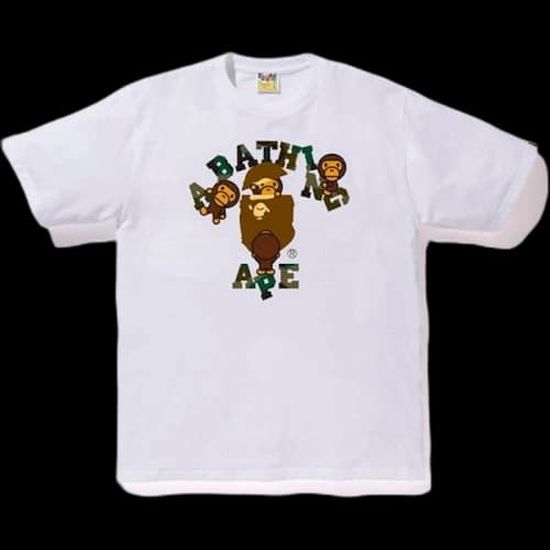 BAPE 1st Camo College Milo Tee White/Green