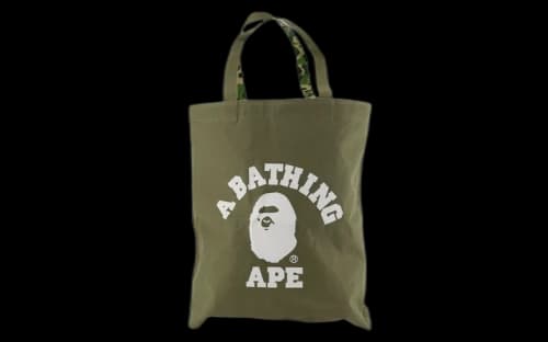 BAPE ABC Camo College Logo Reversible Tote Bag Green