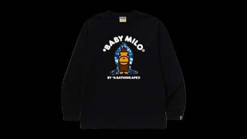 BAPE ABC Camo Milo Hoodie L/S Tee Black/Blue