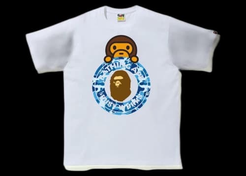 BAPE ABC Camo Milo on Busy Works Tee White/Blue