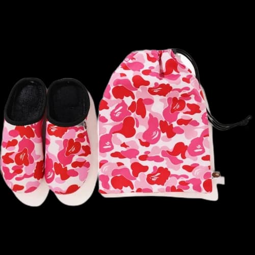 BAPE ABC Slippers & Pouch Set Pink