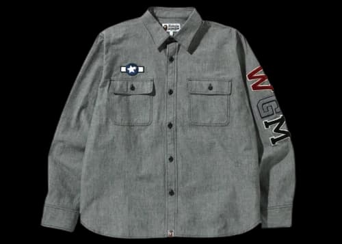 BAPE Busy Shark Chambray Relaxed Fit Shirt Black