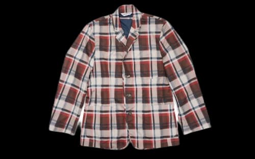BAPE Check Nylon Sport Coat Blazer Brown/Red