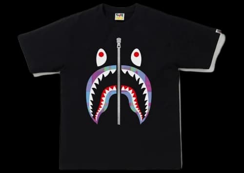 BAPE Check Shark Tee Black/Purple