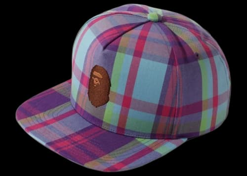 BAPE Check Snap Back Cap Purple