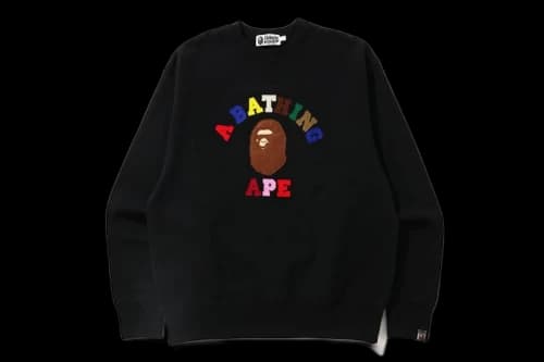 BAPE College Applique Relaxed Fit Crewneck Black