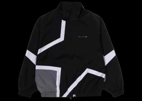 BAPE Color Blocking Metal Logo Pin Track Jacket Black