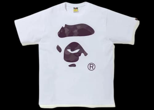 BAPE Color Camo Ape Face Tee White/Burgundy