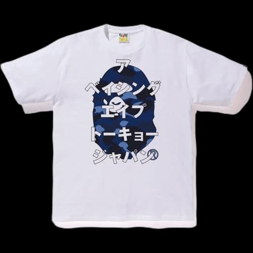BAPE Color Camo Ape Head Katakana Tee White/Blue