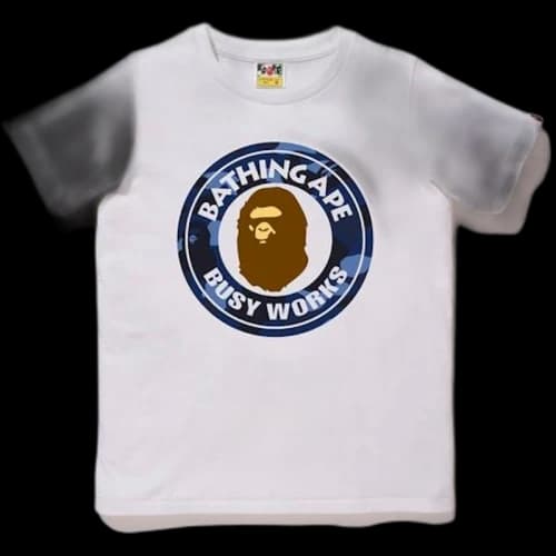BAPE Color Camo Busy Works Tee L White/Navy