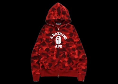 BAPE Color Camo College Full Zip Hoodie (FW21) Red