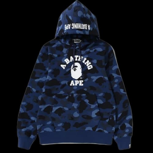 BAPE Color Camo College Pullover Hoodie Navy
