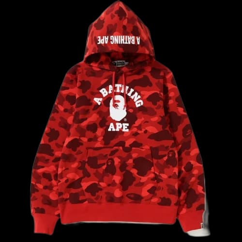 BAPE Color Camo College Pullover Hoodie Red