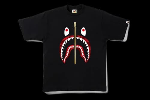 BAPE Color Camo Gold Zip Shark Tee Black/Red