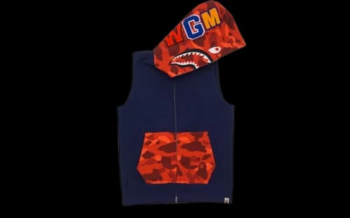 BAPE Color Camo Hood Sleeveless Shark Red/Navy
