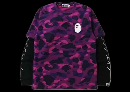 BAPE Color Camo Katakana Layered LS Tee Purple