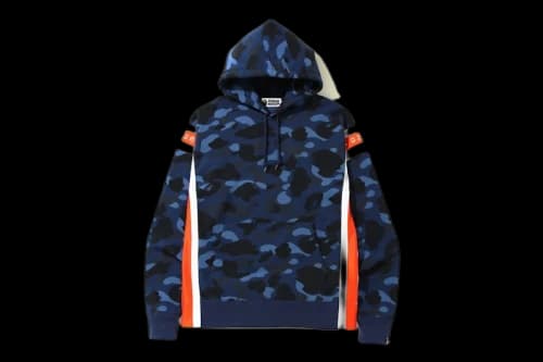 BAPE Color Camo Logo Tape Pullover Hoodie Blue