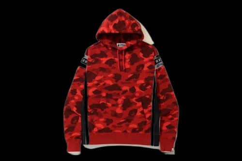 BAPE Color Camo Logo Tape Pullover Hoodie Red