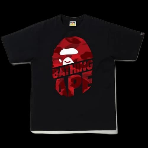 BAPE Color Camo Peek Ape Head T-Shirt Black/Red